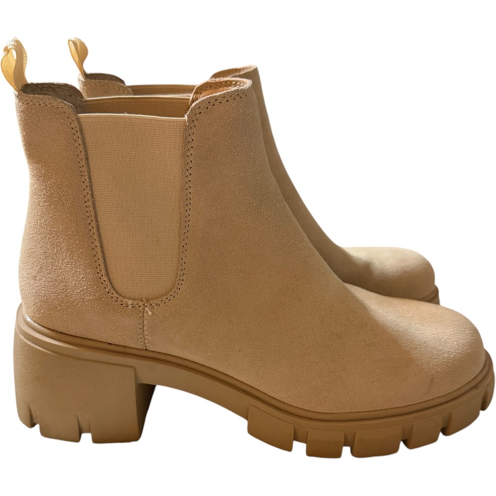 Steve Madden‎ Howler Chelsea Boots Women 7.5 Tan Suede Lug Sole Ankle Booties